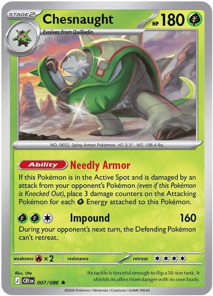 Chesnaught 007/086 (ME04: Chaos Rising) - Holofoil