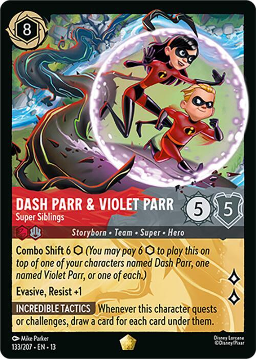 Dash Parr and Violet Parr, Super Siblings 133/204 (Attack of the Vine!) - Cold Foil