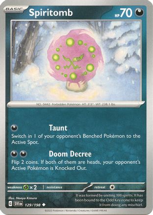 Spiritomb 129/198 - Reverse Holofoil SV01 Scarlet & Violet Base Set - Uncommon