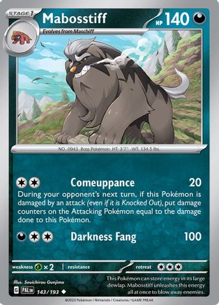 Mabosstiff 143/193 - Reverse Holofoil SV02 Paldea Evolved - Uncommon