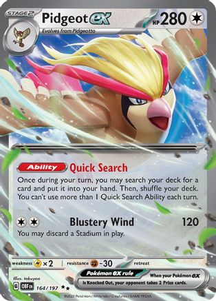 Pidgeot ex 164/197 - Holofoil SV03 Obsidian Flames - Double Rare