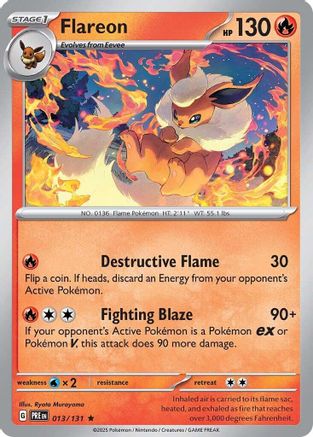 Flareon 013/131 - Reverse Holofoil SV Prismatic Evolutions - Rare