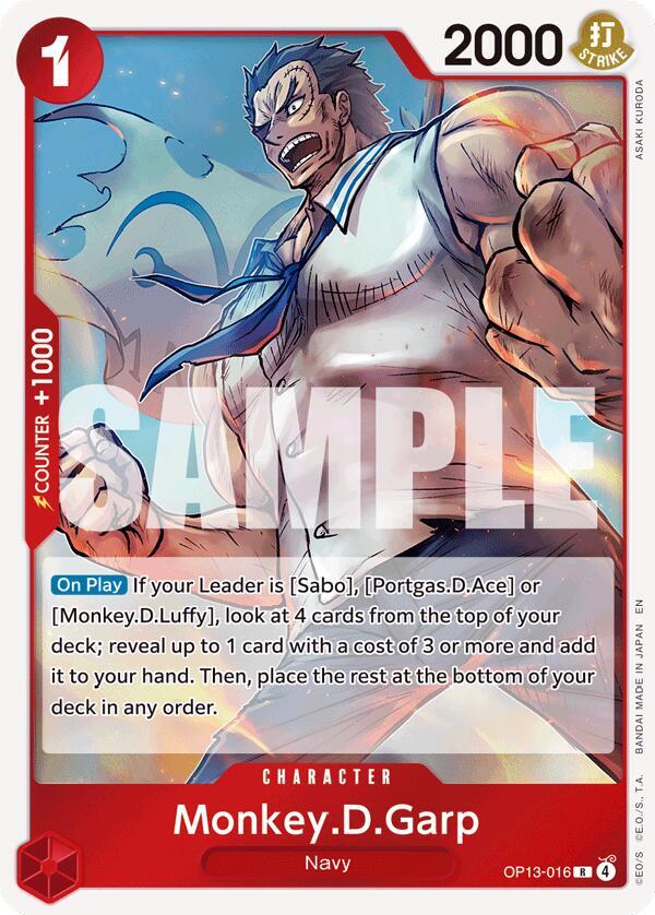 Monkey.D.Garp OP13-016 (Carrying On His Will) - Foil