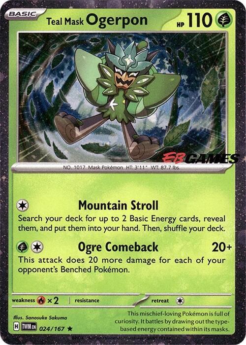 Teal Mask Ogerpon Cosmos Holo EB Games Exclusive 024/167 (Miscellaneous Cards & Products) - Holofoil