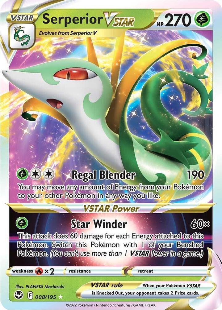 Serperior VSTAR 008/195 (SWSH12: Silver Tempest) - Holofoil