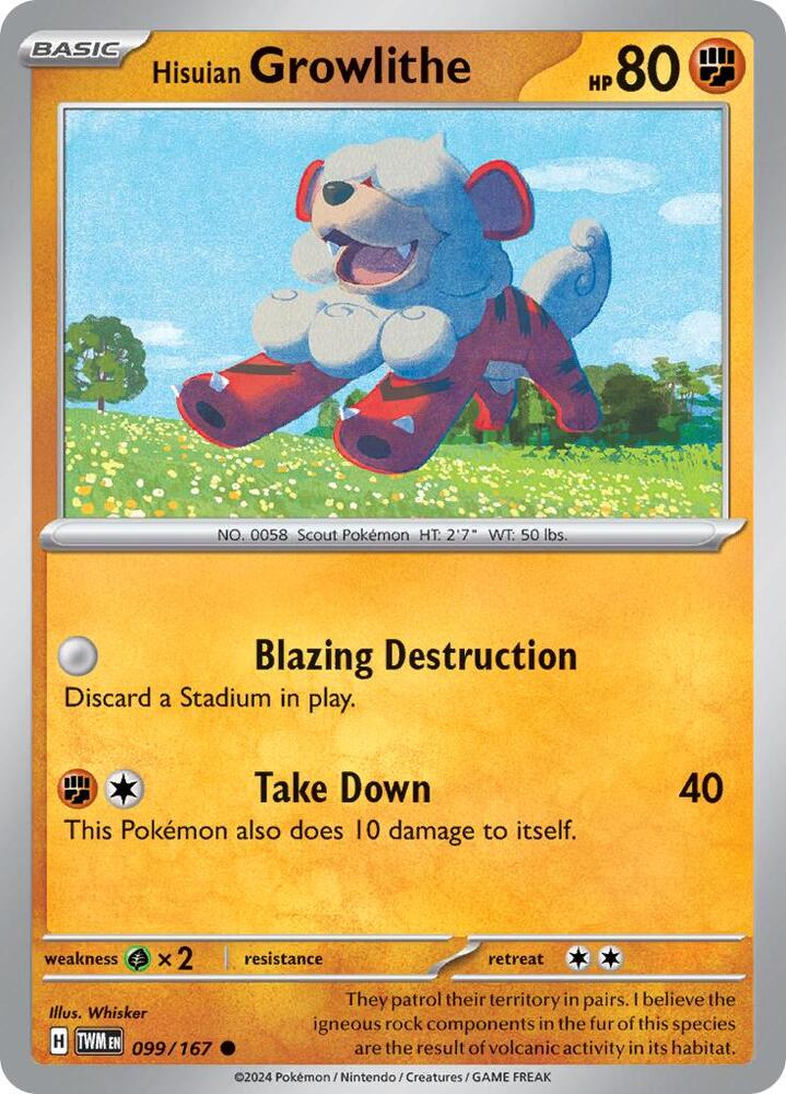 Hisuian Growlithe 099/167 (SV06: Twilight Masquerade) 
