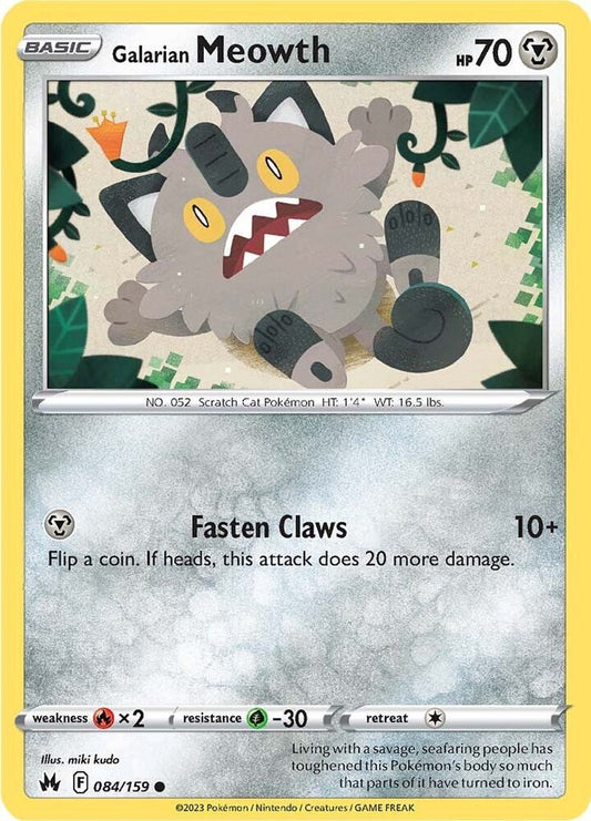 Galarian Meowth 084/159 (Crown Zenith) 