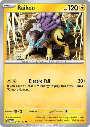 Raikou 048/132 (ME01: Mega Evolution)  - Holofoil