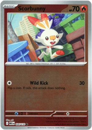 Scorbunny 026/132 (ME01: Mega Evolution)  - Reverse Holofoil