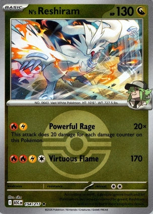 N's Reshiram 154/217 (ME: Ascended Heroes)  - Poke Ball Holofoil