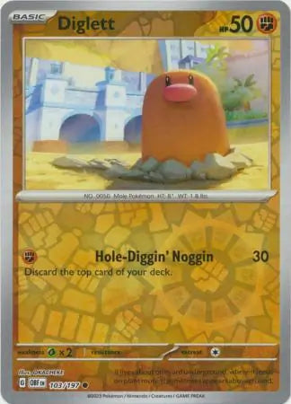 Diglett 103/197 (SV03: Obsidian Flames)  - Reverse Holofoil
