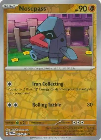 Nosepass 107/197 (SV03: Obsidian Flames)  - Reverse Holofoil