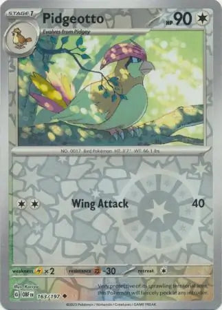 Pidgeotto 163/197 (SV03: Obsidian Flames)  - Reverse Holofoil
