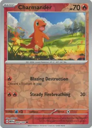 Charmander 004/165 (SV: Scarlet & Violet 151)  - Reverse Holofoil