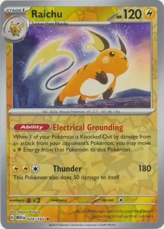 Raichu 026/165 (SV: Scarlet & Violet 151)  - Reverse Holofoil