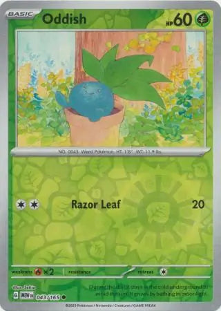 Oddish 043/165 (SV: Scarlet & Violet 151)  - Reverse Holofoil