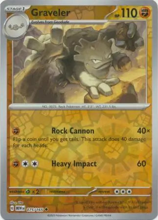 Graveler 075/165 (SV: Scarlet & Violet 151)  - Reverse Holofoil