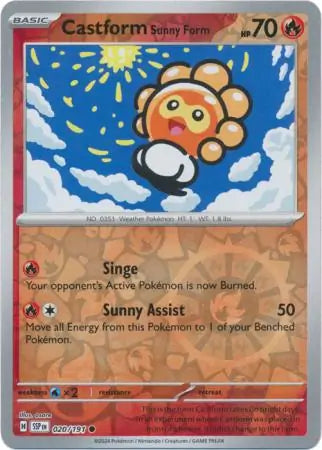 Castform Sunny Form 020/191 (SV08: Surging Sparks)  - Reverse Holofoil