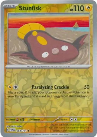 Stunfisk 064/191 (SV08: Surging Sparks)  - Reverse Holofoil
