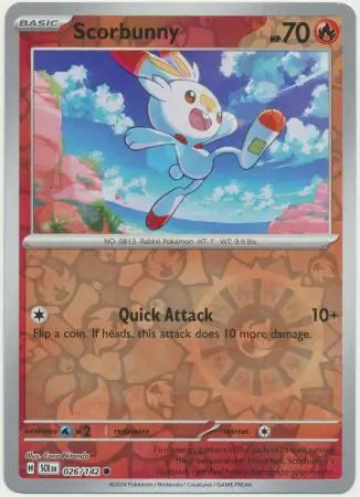 Scorbunny 026/142 (SV07: Stellar Crown)  - Reverse Holofoil