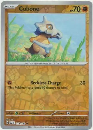 Cubone 072/142 (SV07: Stellar Crown)  - Reverse Holofoil