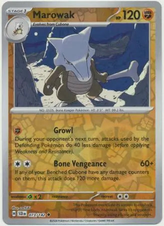 Marowak 073/142 (SV07: Stellar Crown)  - Reverse Holofoil
