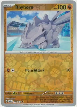 Rhyhorn 074/142 (SV07: Stellar Crown)  - Reverse Holofoil