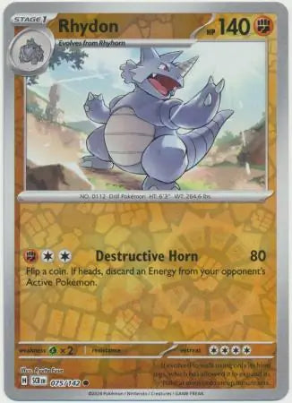 Rhydon 075/142 (SV07: Stellar Crown)  - Reverse Holofoil