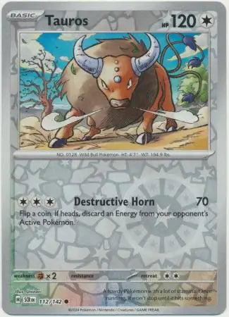 Tauros 112/142 (SV07: Stellar Crown)  - Reverse Holofoil