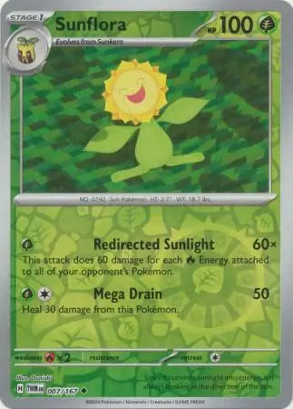 Sunflora 007/167 (SV06: Twilight Masquerade)  - Reverse Holofoil