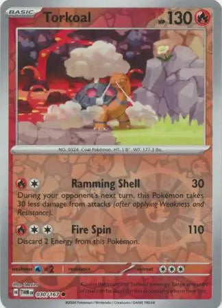 Torkoal 030/167 (SV06: Twilight Masquerade)  - Reverse Holofoil