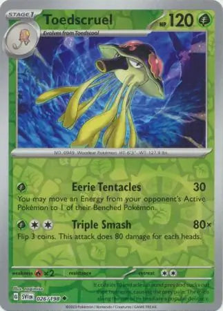 Toedscruel 026/198 (SV01: Scarlet & Violet Base Set)  - Reverse Holofoil