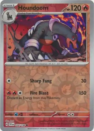 Houndoom 034/198 (SV01: Scarlet & Violet Base Set)  - Reverse Holofoil