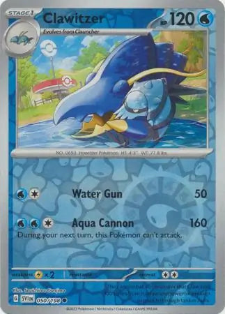 Clawitzer 050/198 (SV01: Scarlet & Violet Base Set)  - Reverse Holofoil