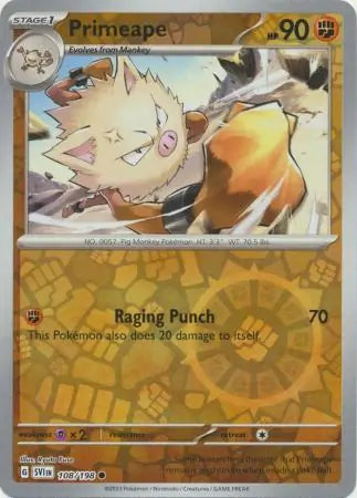 Primeape 108/198 (SV01: Scarlet & Violet Base Set)  - Reverse Holofoil