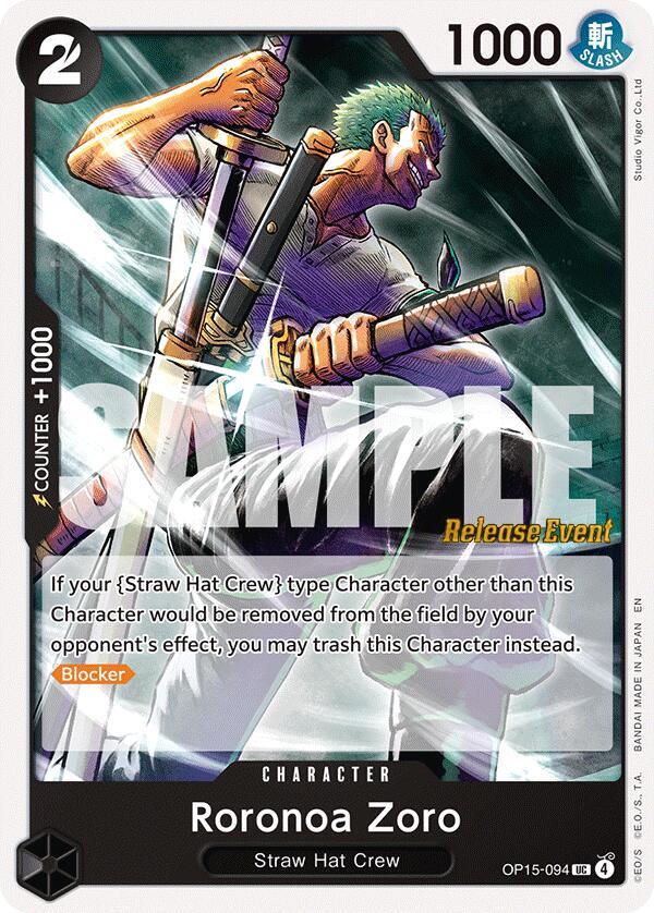 Roronoa Zoro OP15 094 OP15-094 (Adventure on Kami's Island Release Event Cards) 