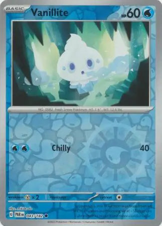 Vanillite 043/182 (SV04: Paradox Rift)  - Reverse Holofoil