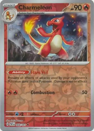 Charmeleon 008/091 (SV: Paldean Fates)  - Reverse Holofoil