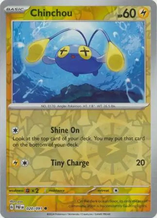 Chinchou 020/091 (SV: Paldean Fates)  - Reverse Holofoil