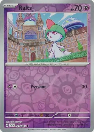 Ralts 027/091 (SV: Paldean Fates)  - Reverse Holofoil