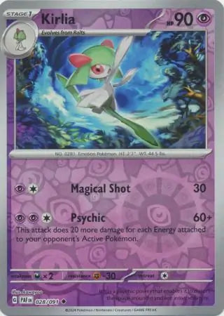Kirlia 028/091 (SV: Paldean Fates)  - Reverse Holofoil