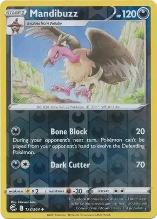 Mandibuzz 173/264 (SWSH08: Fusion Strike)  - Reverse Holofoil