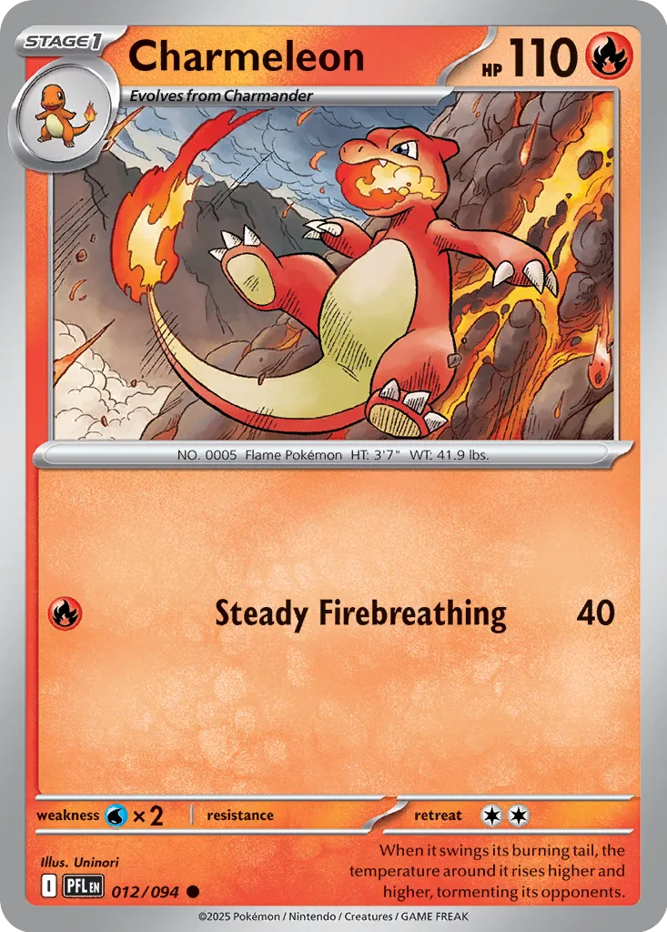 Charmeleon 012/094 (ME02: Phantasmal Flames)  - Reverse Holofoil