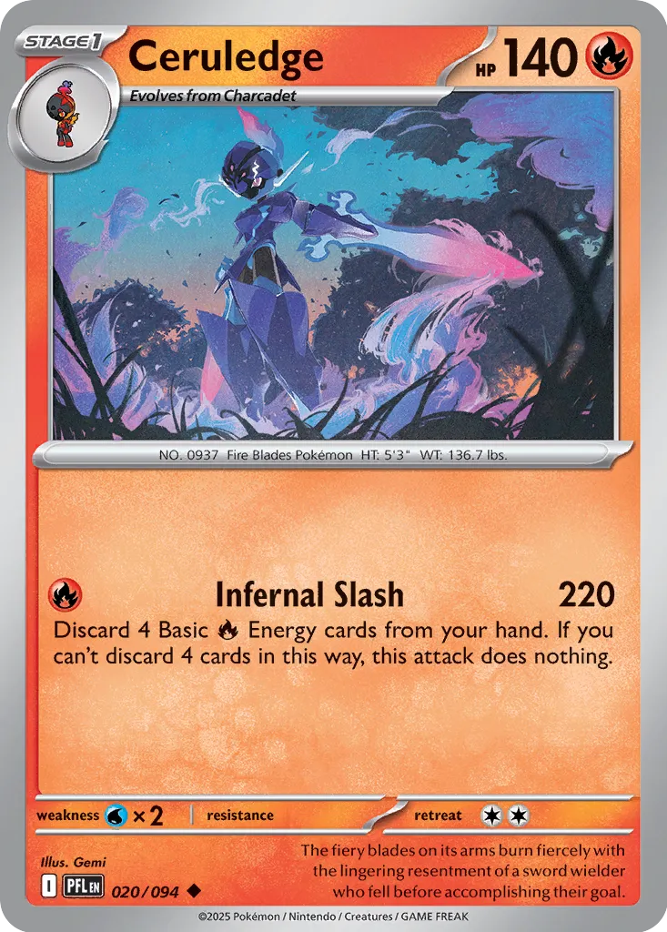 Ceruledge 020/094 (ME02: Phantasmal Flames)  - Reverse Holofoil