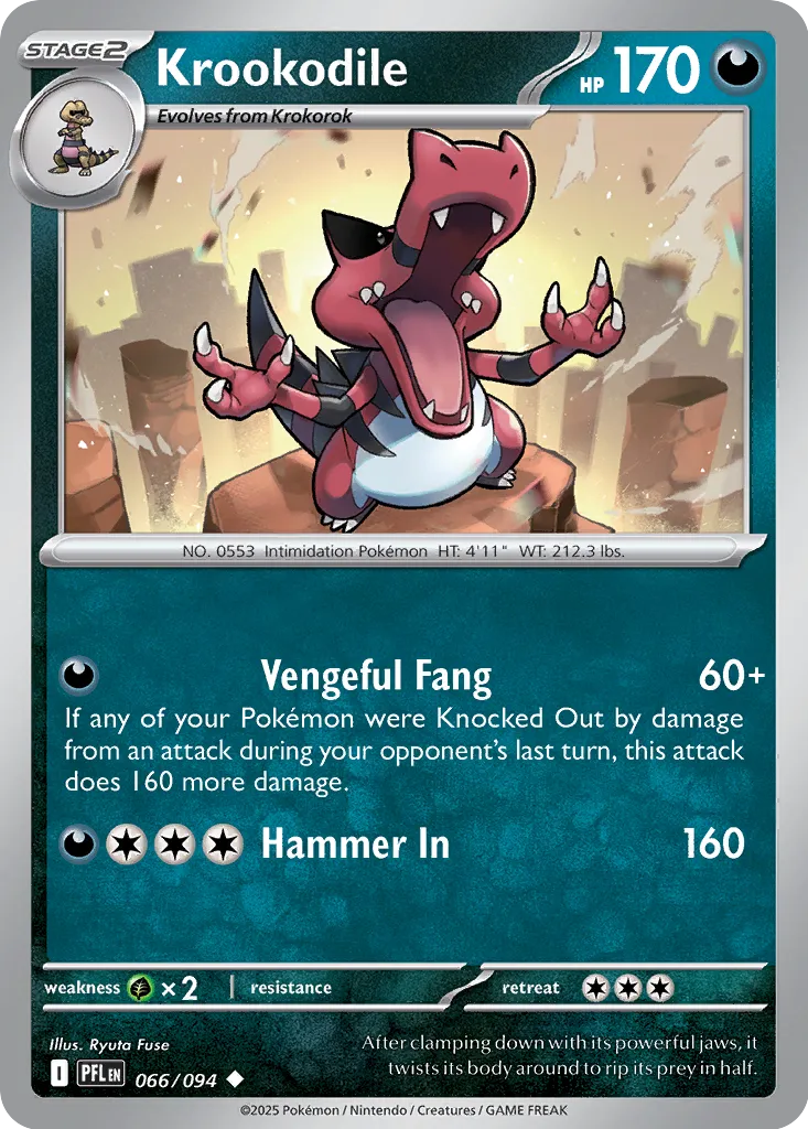 Krookodile 066/094 (ME02: Phantasmal Flames)  - Reverse Holofoil