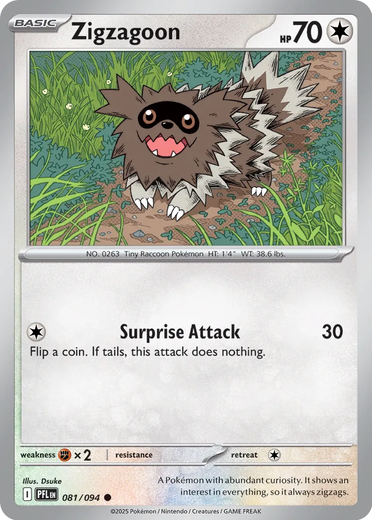 Zigzagoon 081/094 (ME02: Phantasmal Flames)  - Reverse Holofoil