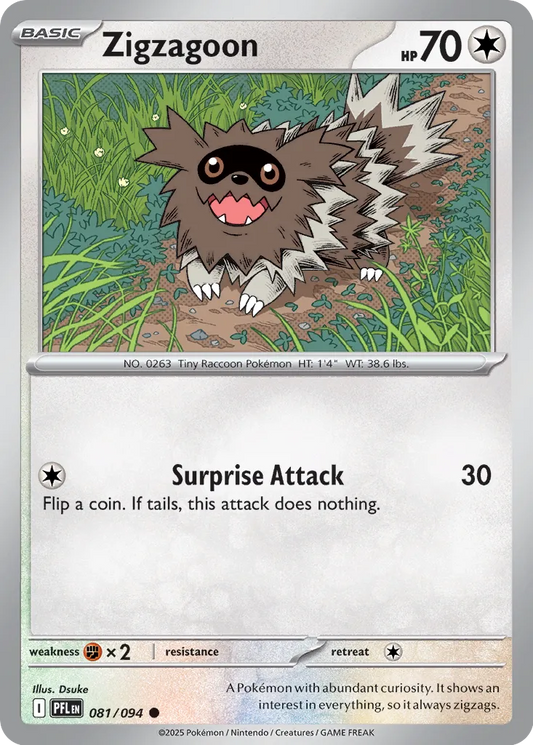 Zigzagoon 081/094 (ME02: Phantasmal Flames)  - Reverse Holofoil