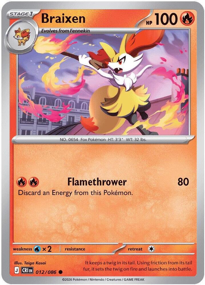 Braixen 012/086 (ME04: Chaos Rising) 