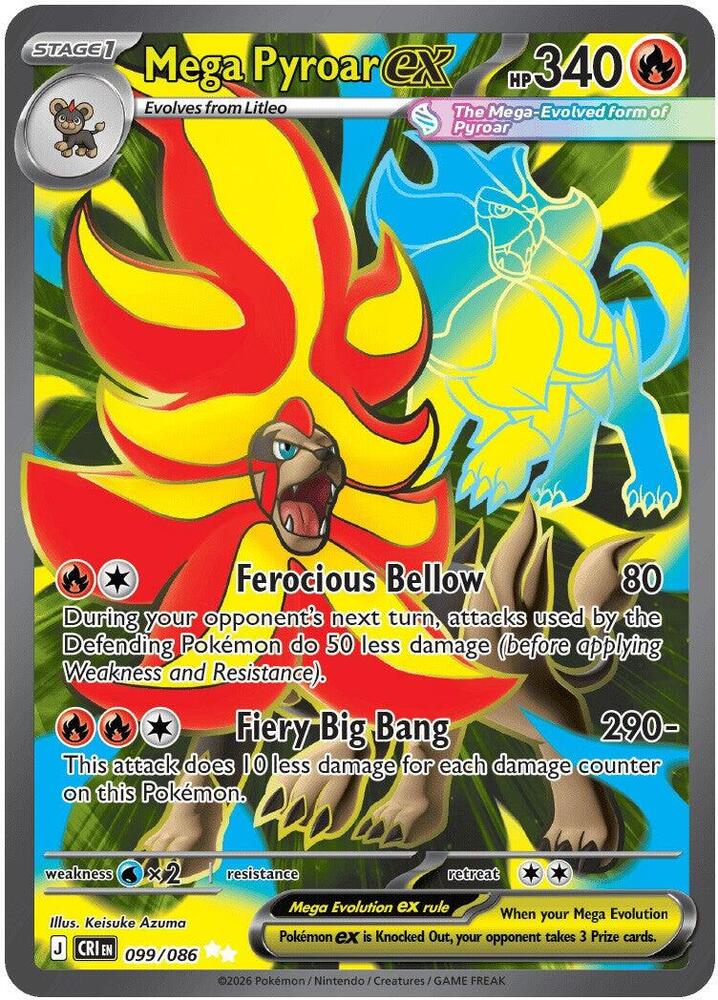 Mega Pyroar ex 099 086 099/086 (ME04: Chaos Rising)  - Holofoil