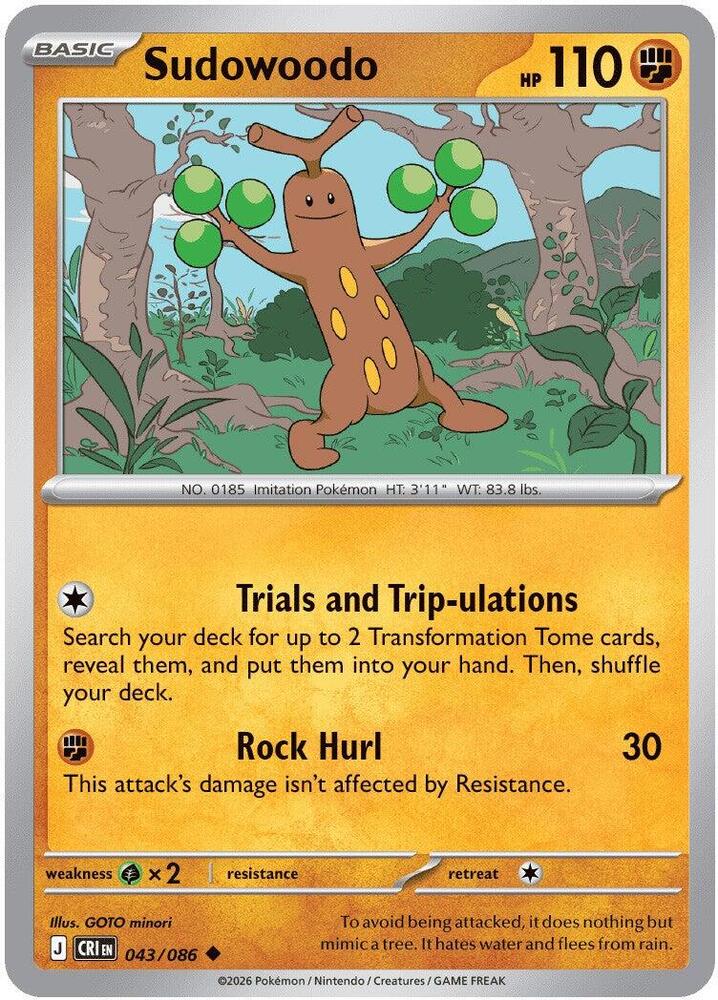 Sudowoodo 043/086 (ME04: Chaos Rising)  - Reverse Holofoil